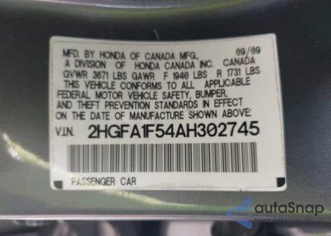 2010 Honda Civic Lx z USA, uszkodzony, nr VIN 2HGFA1F54AH302745